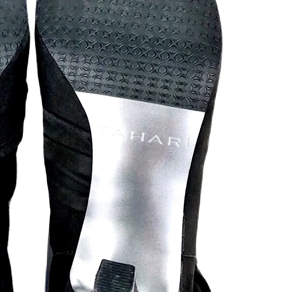 Tahari Womens Charcoal Gray Suede Bootie Heels Size 7.5